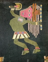 Danseur en laine tissée avec bâton, tribu Paracas