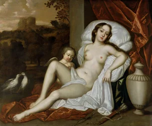 Portrait de Nell Gwynne (1650-87) en Vénus, avec son fils, Charles Beauclerk (1670-1726), en Cupidon