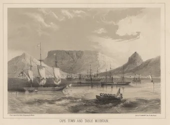 Le Cap et la Montagne de la Table, lithographie par Sarony et Co.