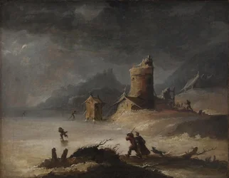 Paysage avec patineurs