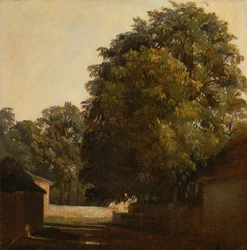 Paysage avec châtaignier