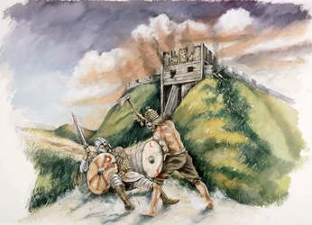 Cynric combattant les Bretons à Old Sarum, 552 après J.-C., vers 1990-2010