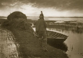 Homme des marais en route pour couper du Schoof-stuff, vers 1886