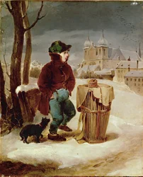 Brezelbub auf dem Glacis - Garçon vendant des bretzels dans la banlieue de Vienne ...