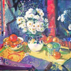 Fleurs et Fruits dans un Bol Vert, 1997
