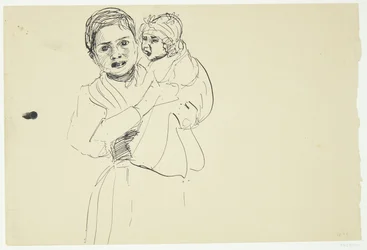 Femme italienne avec un enfant dans les bras
