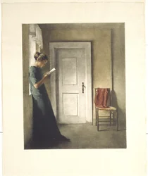 Intérieur avec un châle rouge