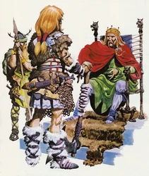 Un chef britannique demandant aux raiders saxons de venir se battre pour lui