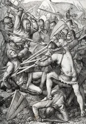 La bataille de Sempach, combattue le 9 juillet 1386, entre Léopold III, duc d