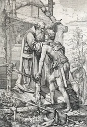 Le jeune Odoacre recevant la bénédiction de Séverin, Apôtre de Norique, vers 470