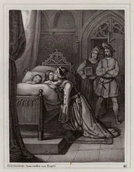 Marguerite de Sicile quittant ses fils