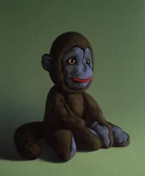 Singe brun sur vert
