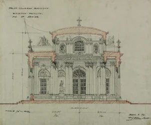 Pavillon du Chocolat-Menier, Exposition universelle de Colombie, Chicago, Illinois, croquis de coupe