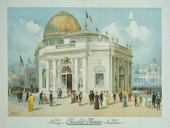 Pavillon du Chocolat-Menier, Exposition universelle de Chicago, Illinois, vue en perspective