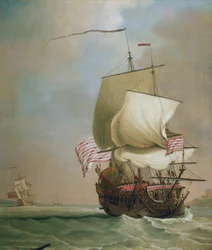 Un navire commercial de la Compagnie britannique des Indes orientales, vers 1720, par Peter Monamy (1681-1749)