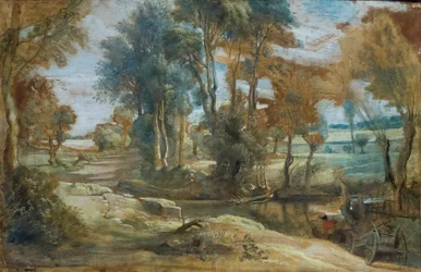 Un chariot traversant un ruisseau, vers 1625-40