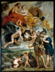 Cycle des Médicis : le roi de France Henri IV (1553-1610) reçoit le portrait de Marie de Médicis (1573-1642)