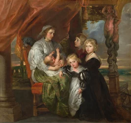 Deborah Kip, épouse de Sir Balthasar Gerbier, et ses enfants, 1629-1630, retravaillé probablement au milieu des années 1640