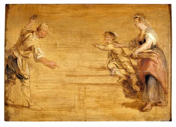 Servante, boucher et garçon autour d