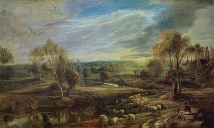 Paysage avec berger et son troupeau