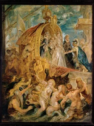 Réception de Marie de Médicis, jeune mariée, dans le port de Marseille Cuivre (peinture sur cuivre)
