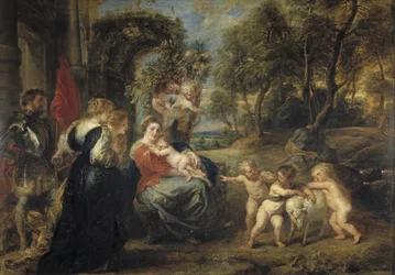 Repos pendant la fuite en Égypte, avec des saints, vers 1635