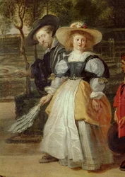 Rubens et sa seconde épouse Hélène Fourment dans le jardin (huile sur toile)