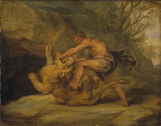 Samson et le lion. Étude