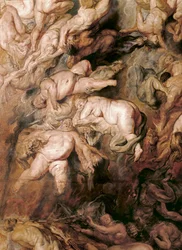 La chute des damnés (peinture sur bois de chêne)