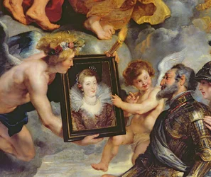Le Cycle des Médicis : Henri IV (1553-1610) recevant le portrait de Marie de Médicis (1573-1642) 1621-25 (détail)