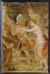 Vénus accompagne Mars à la guerre (peinture sur bois)