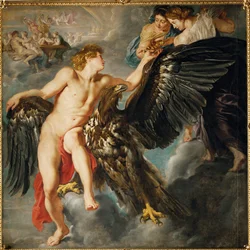 Zeus et Ganymède (huile sur toile)