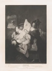 Falstaff dans le panier de linge, Shakespeare, Les Joyeuses Commères de Windsor, première publication 1793, rééditée 1852