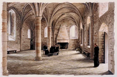 Chambre des novices, Battle Abbey, East Sussex, au 12ème siècle, vers 1980-2008