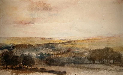 Vue lointaine du château de Lowther, Westmorland