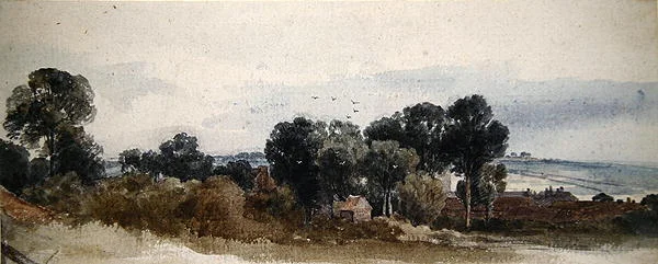 Paysage boisé avec cottages