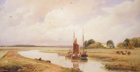 Bac de Langrick sur la rivière Witham près de Boston, Lincolnshire