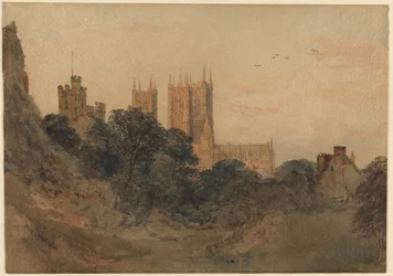 Cathédrale de Lincoln depuis les douves du château