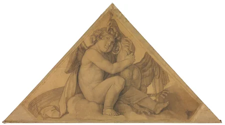 Eros mit dem Pfau (Element der Luft). Karton zu den Deckenbildern der Münchner Glyptothek