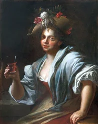 Fille avec un verre de vin