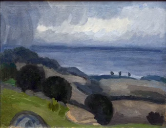 Paysage de Crimée. Pluie