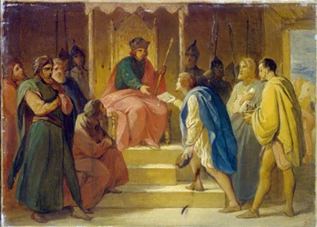 Le Grand Prince Andre I Bogolioubski reçoit les artisans envoyés par l