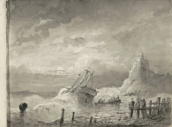 Navire en détresse devant une côte