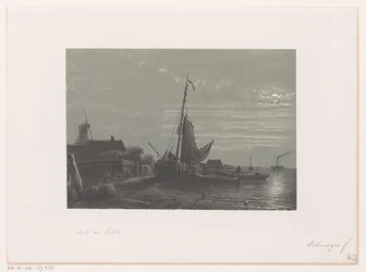 Voilier échoué au clair de lune