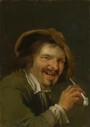 Odorat : Un homme riant fumant une pipe. De la série Personnifications des cinq sens, c.1635-66