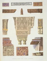 Détails de la Cour des Lions, Alhambra, de 