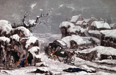 La voiture renversée. Impressions attribuées à Philibert Louis Debucourt (1755 - 1832). Collection privée.