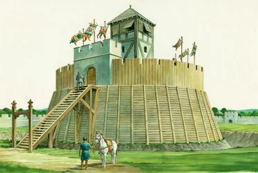 Tour de guet normande au château de Bramber, West Sussex, vers 1995-2009