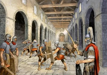 Infanterie romaine pratiquant le combat