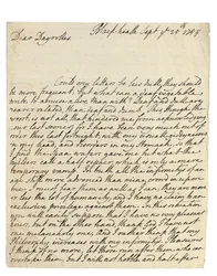Lettre autographe à Solomon Dayrolles, Blackheath, 25 septembre 1754 (plume et encre sur papier)